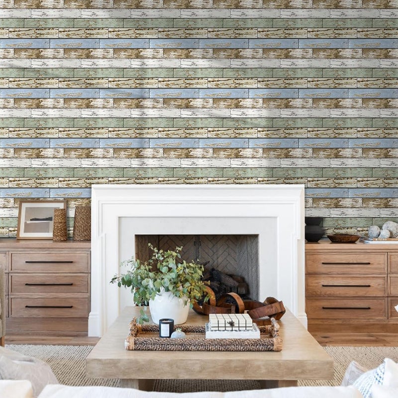 Commomy 10 Pcs 3D Faux Wood Panels Peel and Stick -11.8"x11.8" Ultralight Thin PVC 3D Wall Panels Shiplap Planks for Interio Walls Kitchen, Bedroom, Living Room, RV - Image 3